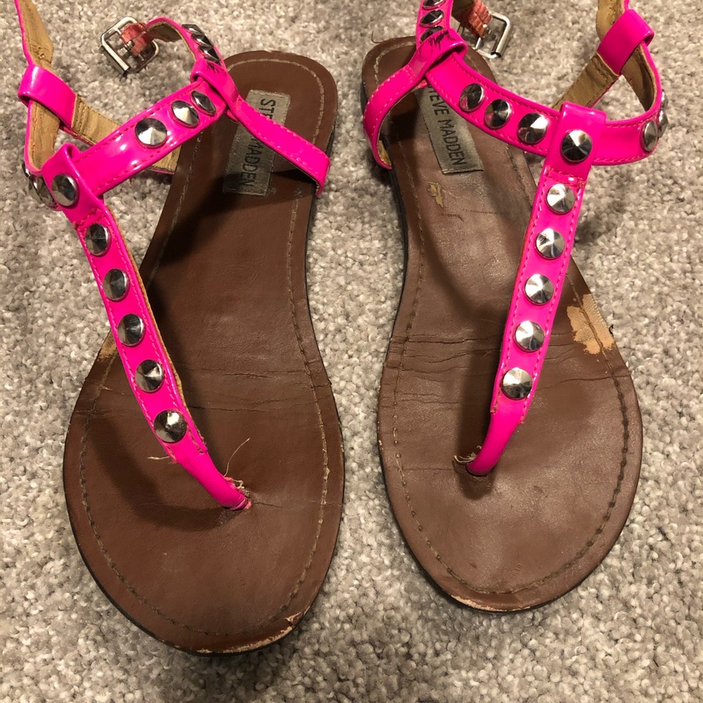 Hot pink studded Steve Madden sandal